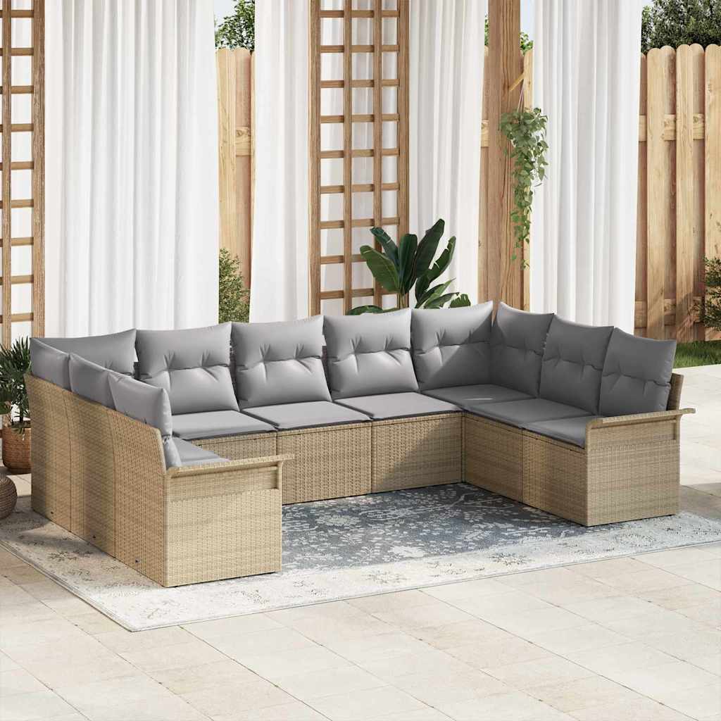 Tuinbankenset met kussen Beige poly rattan is nu te koop bij PeponiXL, paradijselijk wonen!