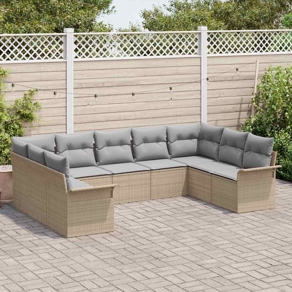 Tuinbankenset met kussen Beige poly rattan is nu te koop bij PeponiXL, paradijselijk wonen!
