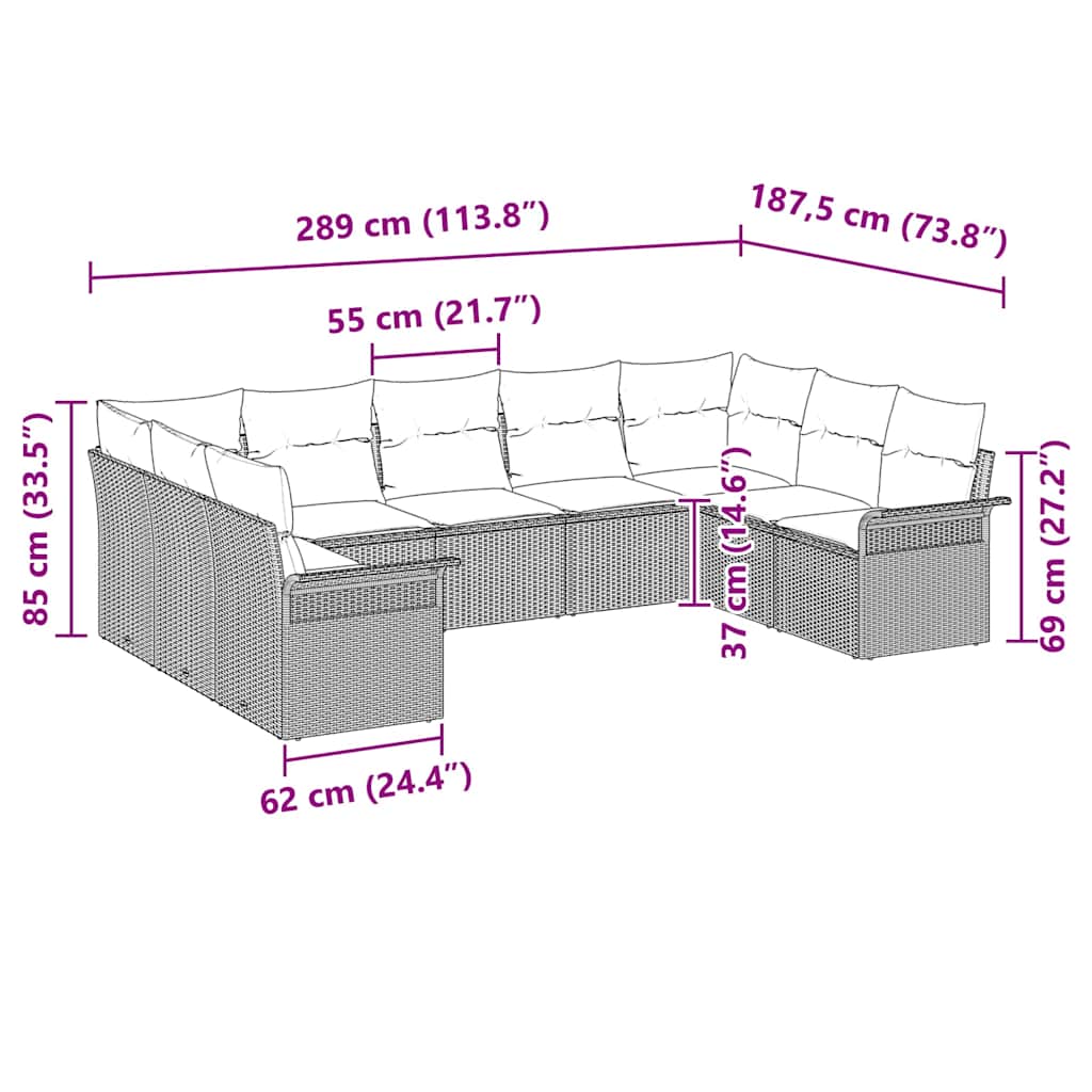 Tuinbankenset met kussen Beige poly rattan is nu te koop bij PeponiXL, paradijselijk wonen!