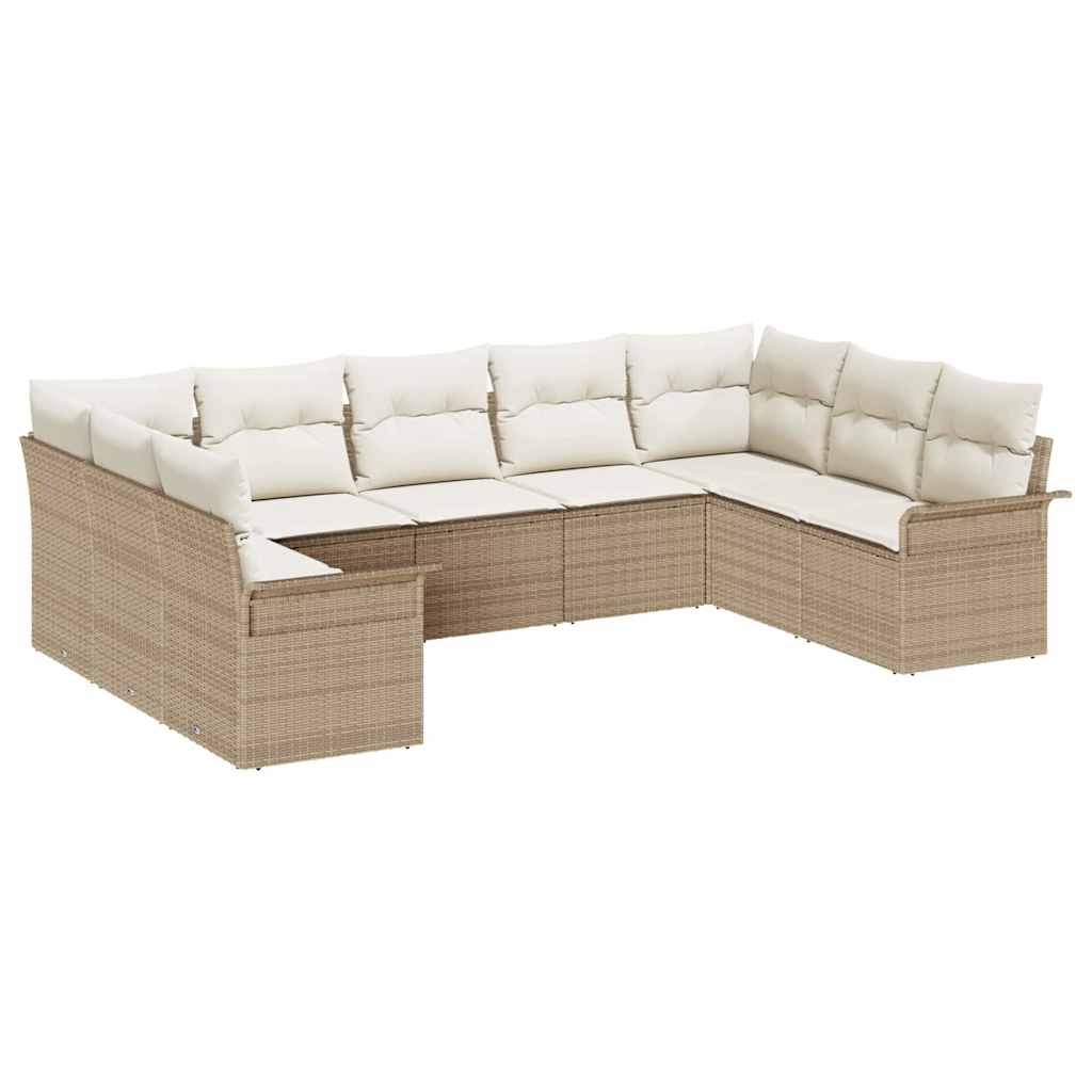 Tuinbankenset met kussen Beige poly rattan