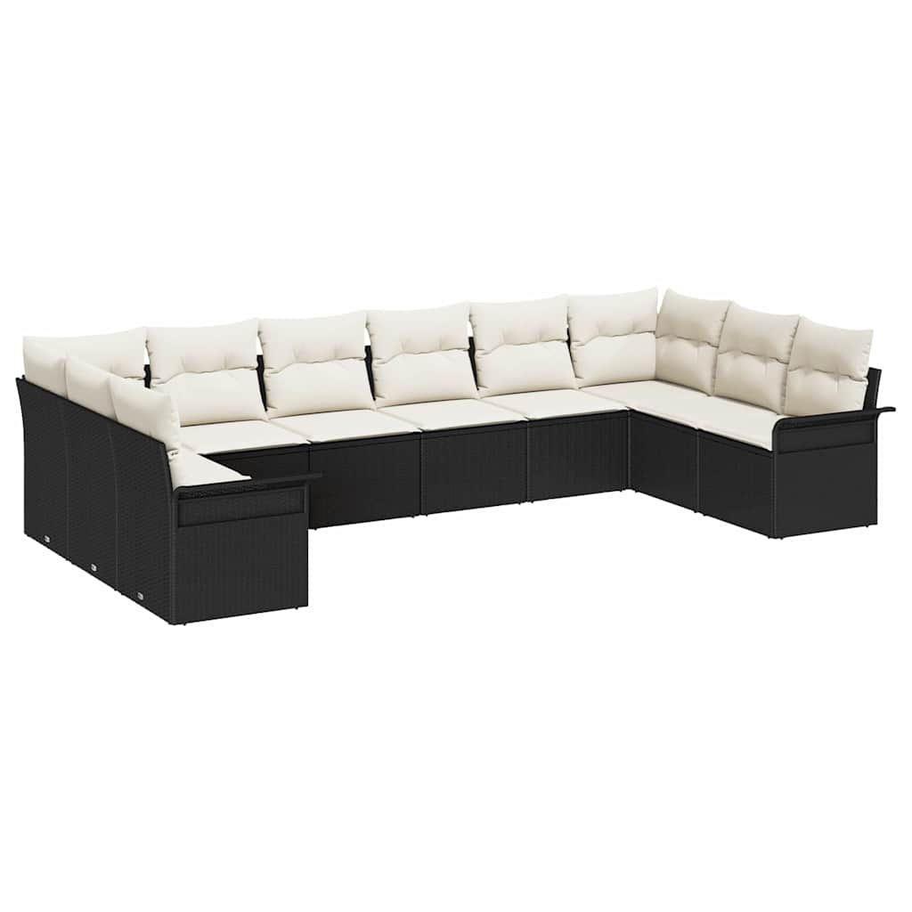 Tuin Sofa Set met kussen 10 pcs Zwart poly rattan is nu te koop bij PeponiXL, paradijselijk wonen!