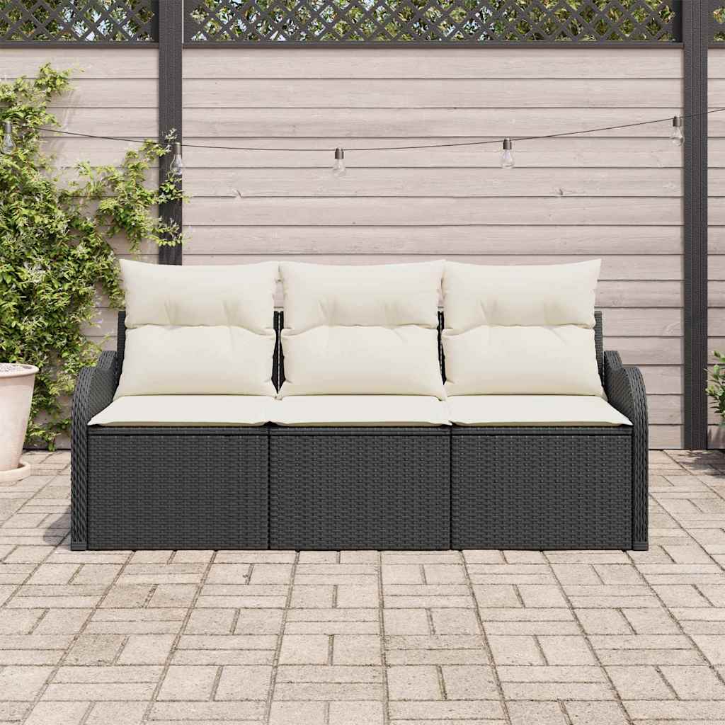 Tuin Sofa Set met kussen 3 pcs Zwart poly rattan is nu te koop bij PeponiXL, paradijselijk wonen!