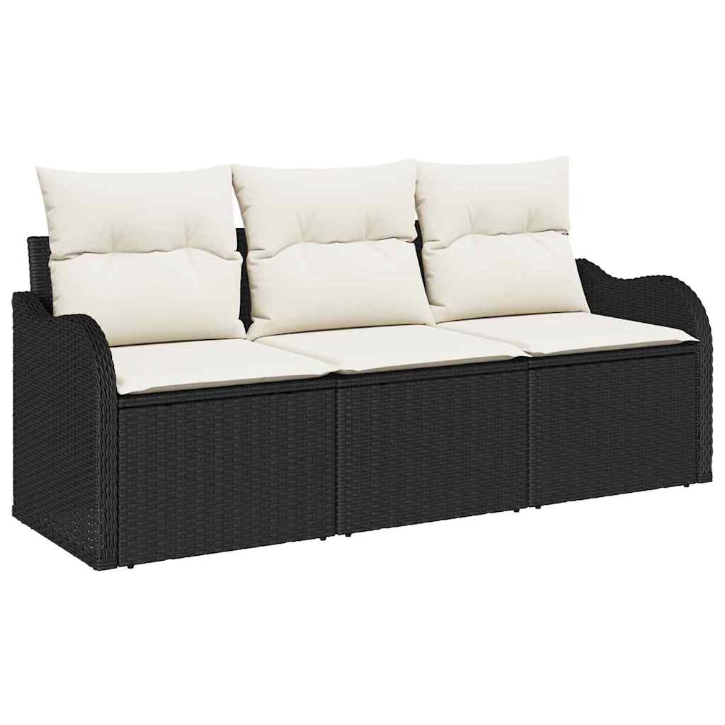 Tuin Sofa Set met kussen 3 pcs Zwart poly rattan is nu te koop bij PeponiXL, paradijselijk wonen!