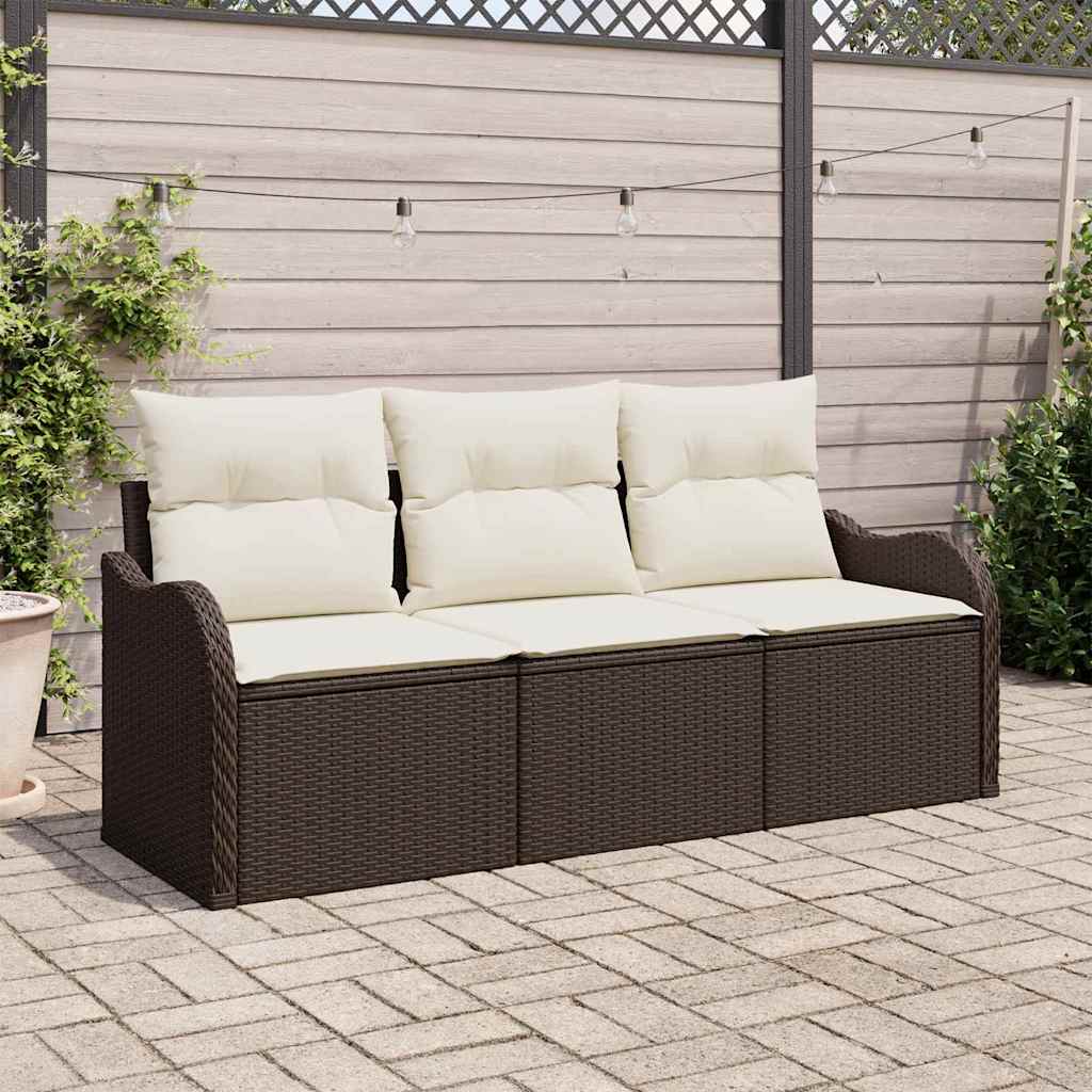 Tuinbankenset met kussen 3 pcs Bruin poly rattan is nu te koop bij PeponiXL, paradijselijk wonen!