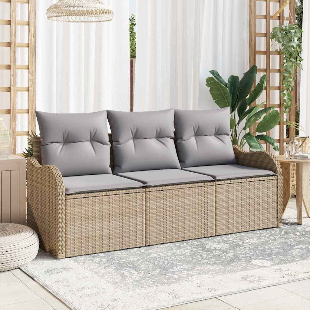 Tuin Sofa Set met kussen 3 pcs Beige poly rattan is nu te koop bij PeponiXL, paradijselijk wonen!
