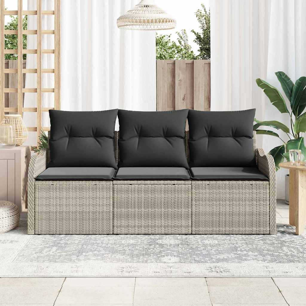 Tuinbankenset met kussen 3 pcs Lichtgrijs poly rattan is nu te koop bij PeponiXL, paradijselijk wonen!