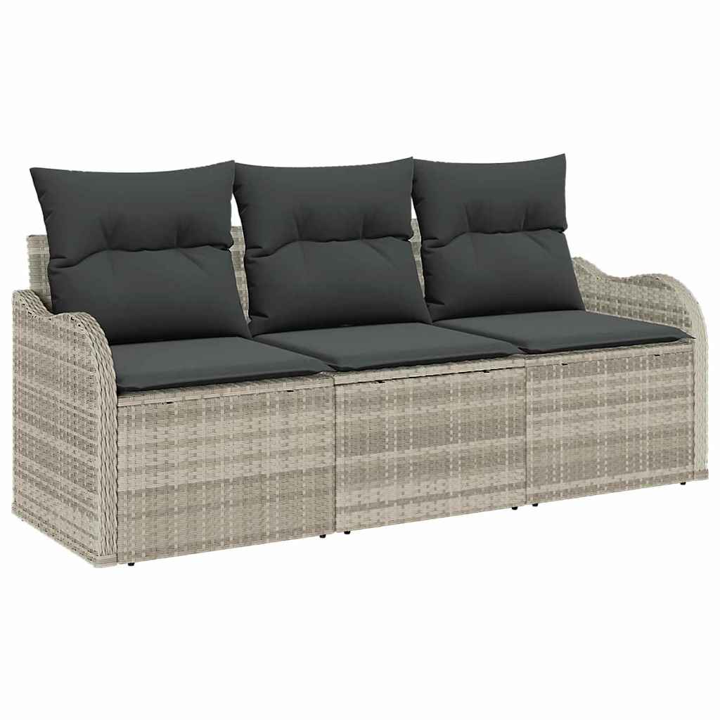 Tuinbankenset met kussen 3 pcs Lichtgrijs poly rattan is nu te koop bij PeponiXL, paradijselijk wonen!