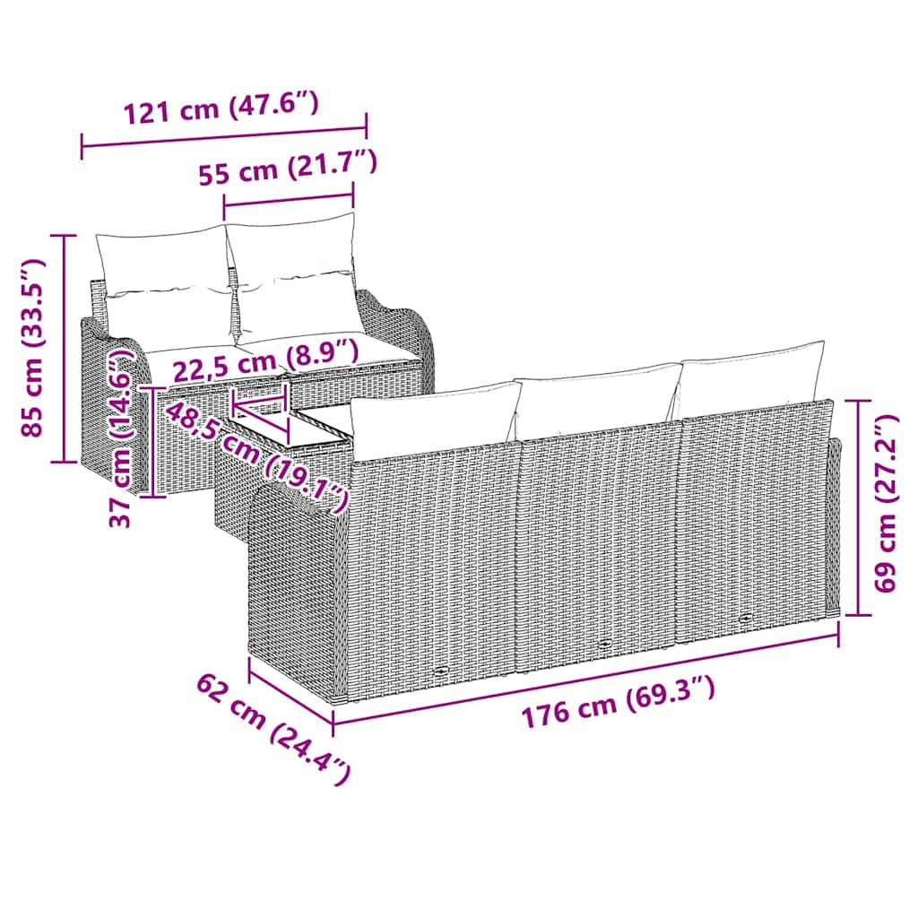 Tuin Sofa Set Lichtgrijs poly rattan is nu te koop bij PeponiXL, paradijselijk wonen!