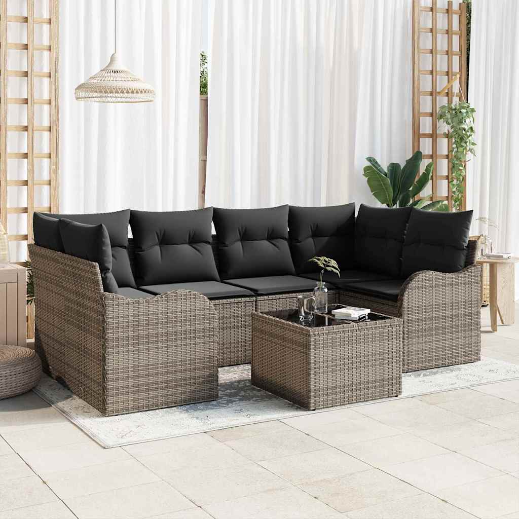 Tuin Sofa Set Grijs 55 x 55 x 37 cm poly rattan is nu te koop bij PeponiXL, paradijselijk wonen!