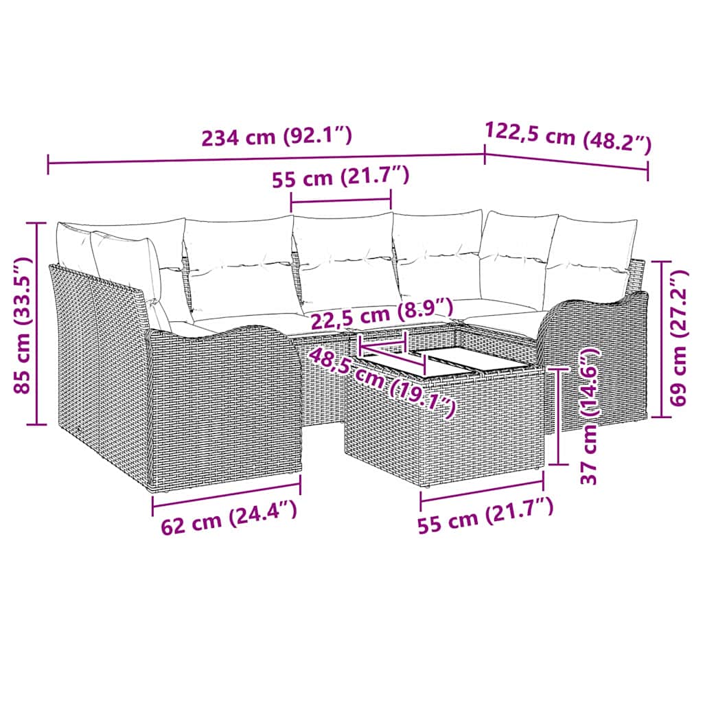 Tuin Sofa Set Lichtgrijs 55 x 55 x 37 cm poly rattan is nu te koop bij PeponiXL, paradijselijk wonen!
