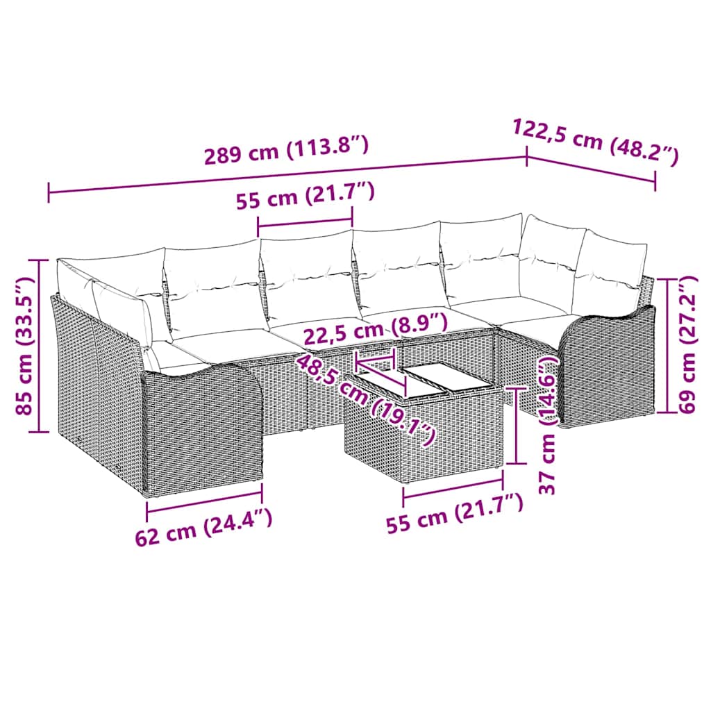 Tuin Sofa Set Beige 55 x 55 x 37 cm poly rattan is nu te koop bij PeponiXL, paradijselijk wonen!