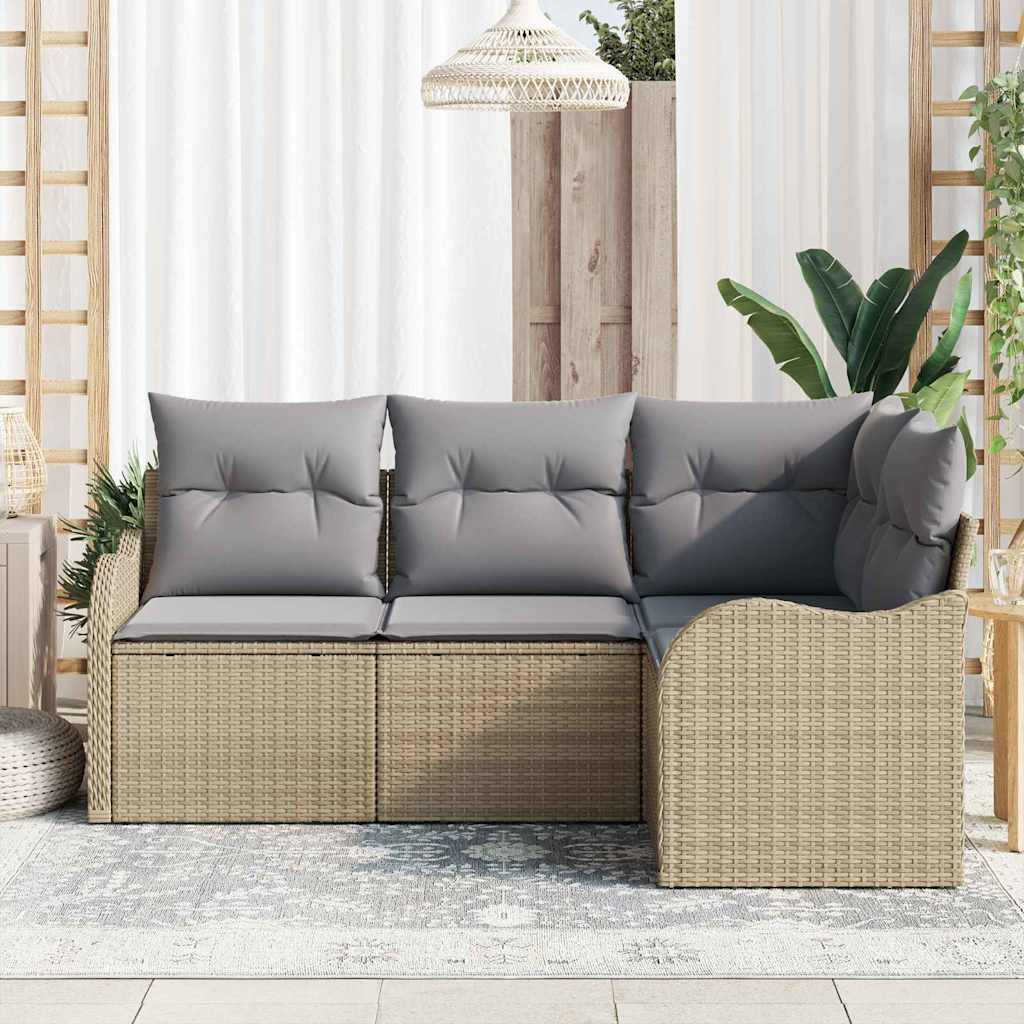 Tuin Sofa Set 4 pcs Beige poly rattan is nu te koop bij PeponiXL, paradijselijk wonen!
