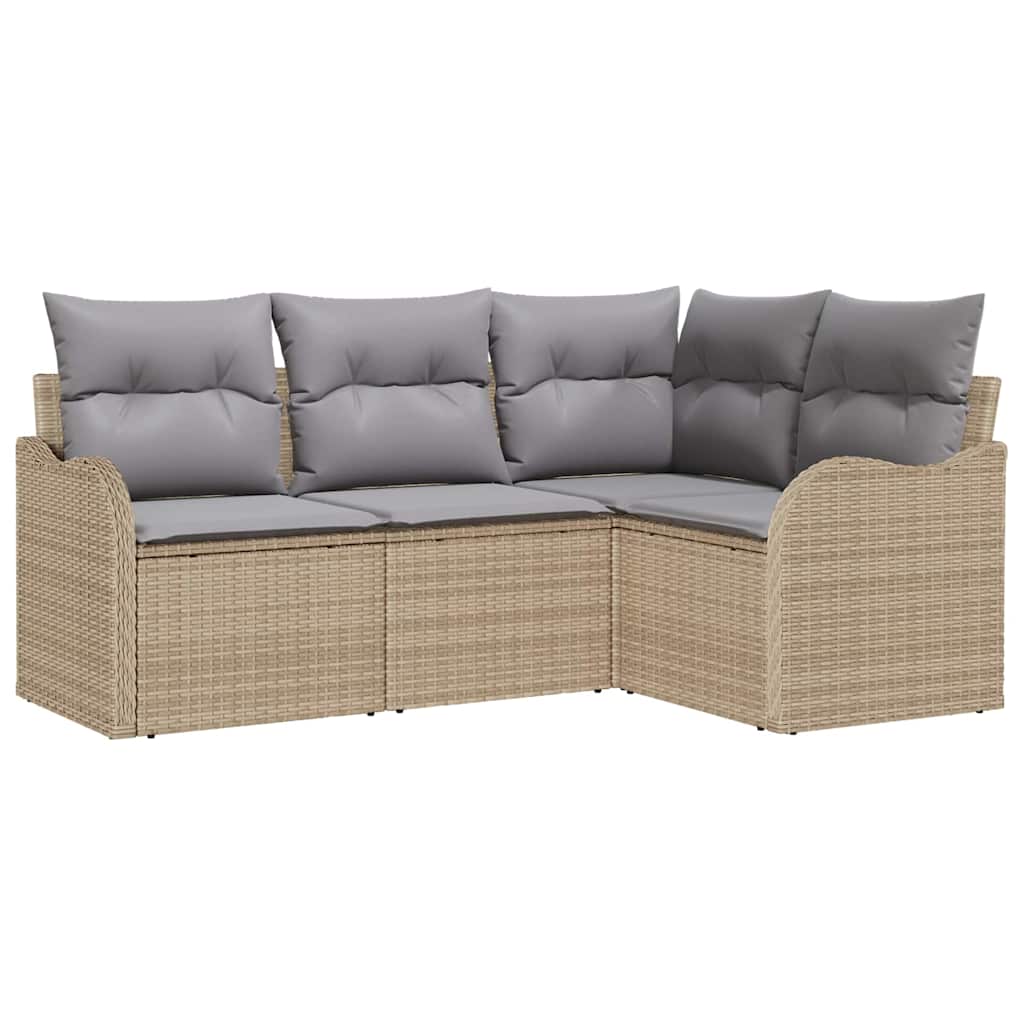 Tuin Sofa Set 4 pcs Beige poly rattan is nu te koop bij PeponiXL, paradijselijk wonen!