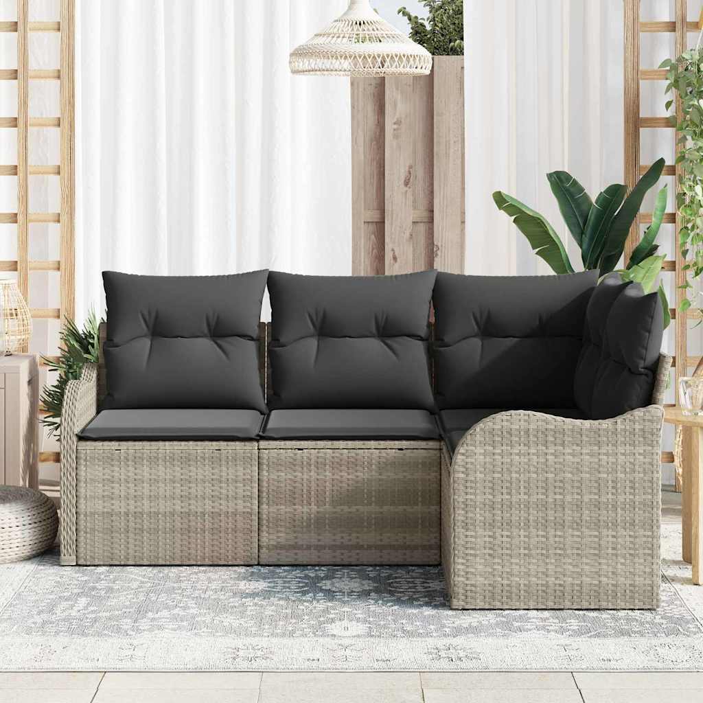 Tuin Sofa Set 4 pcs Lichtgrijs poly rattan is nu te koop bij PeponiXL, paradijselijk wonen!