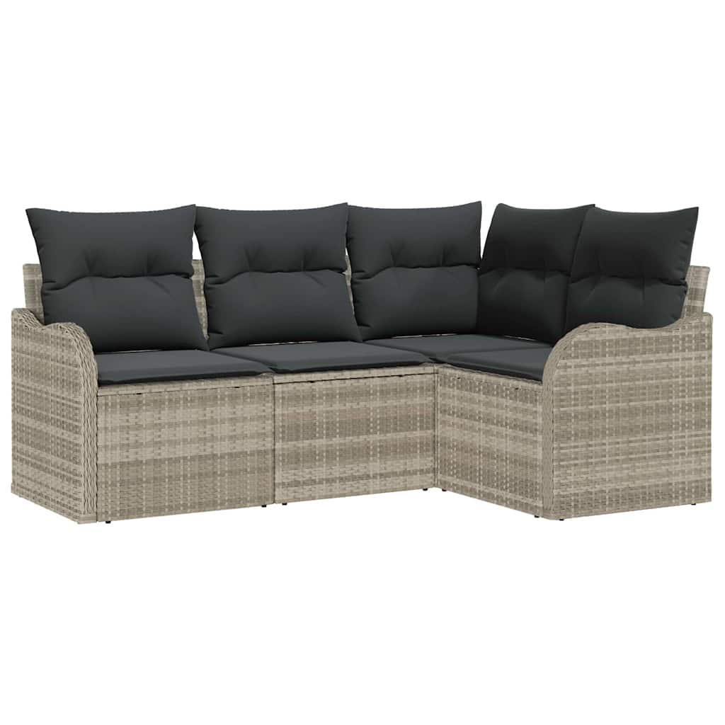 Tuin Sofa Set 4 pcs Lichtgrijs poly rattan is nu te koop bij PeponiXL, paradijselijk wonen!
