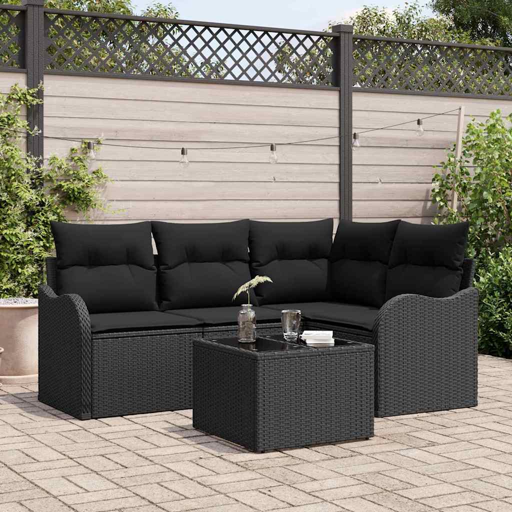 Tuin Sofa Set Zwart poly rattan is nu te koop bij PeponiXL, paradijselijk wonen!