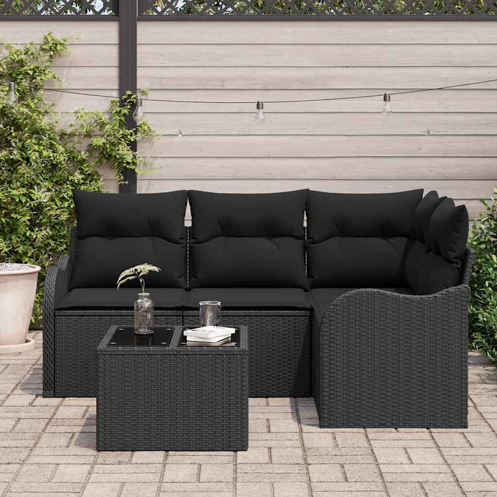 Tuin Sofa Set Zwart poly rattan is nu te koop bij PeponiXL, paradijselijk wonen!
