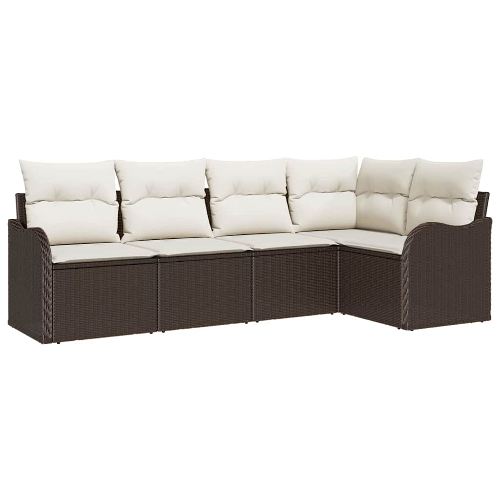 Tuin Sofa Set 5 pcs Bruin poly rattan is nu te koop bij PeponiXL, paradijselijk wonen!