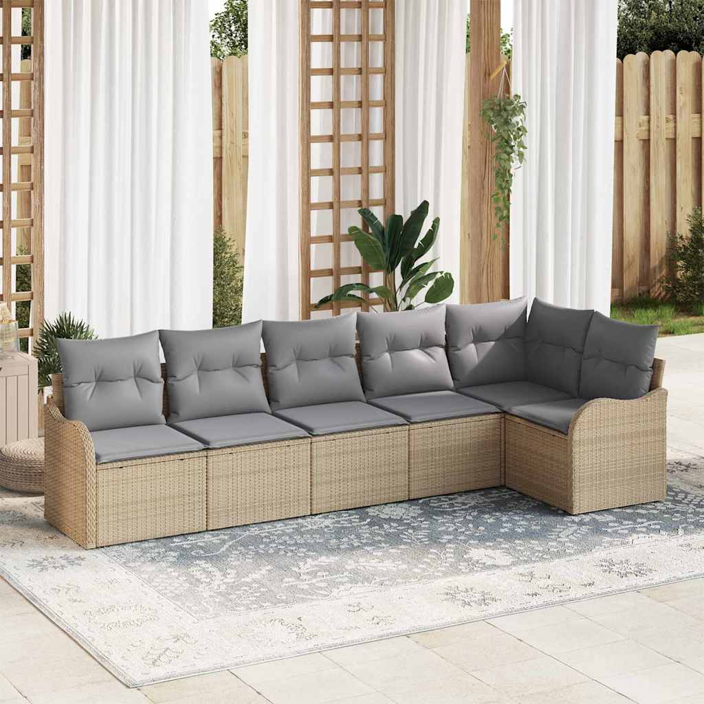 Tuin Sofa Set 6 pcs Beige poly rattan is nu te koop bij PeponiXL, paradijselijk wonen!