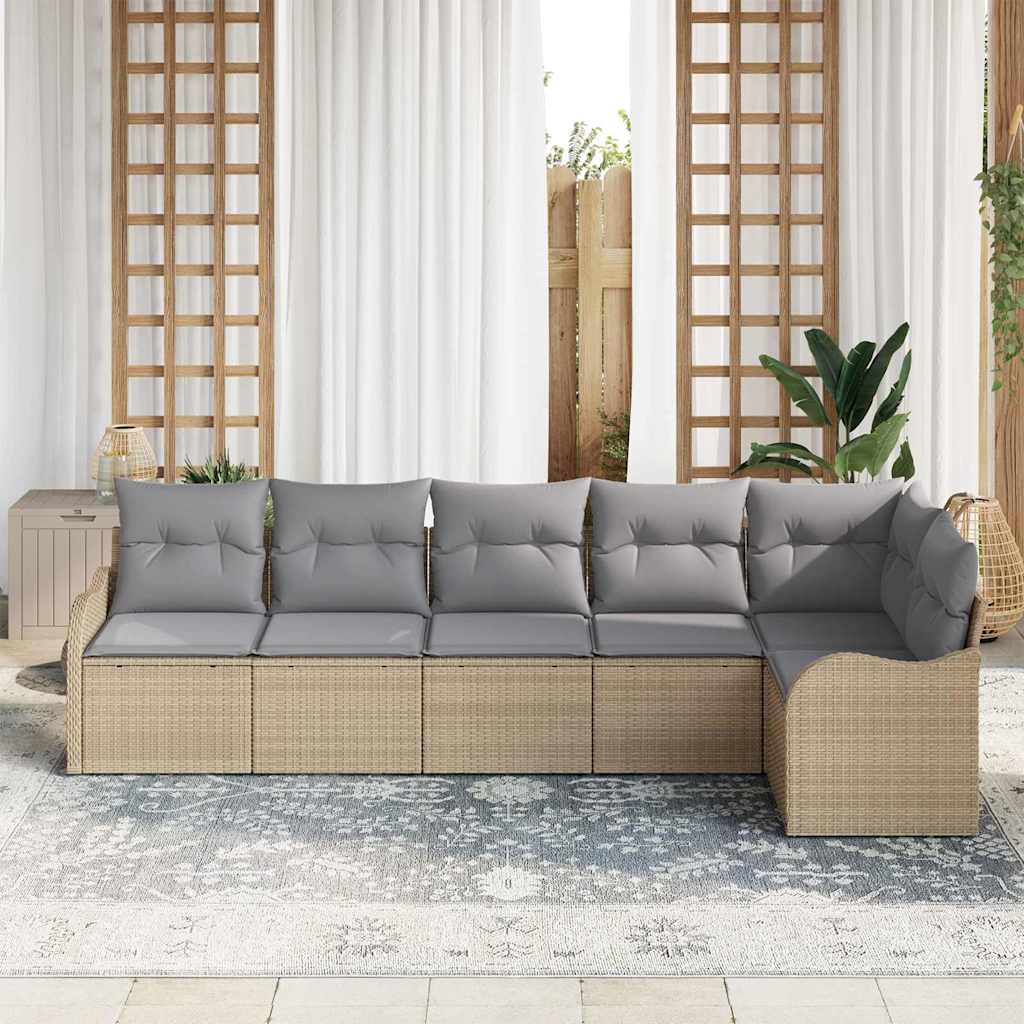 Tuin Sofa Set 6 pcs Beige poly rattan is nu te koop bij PeponiXL, paradijselijk wonen!
