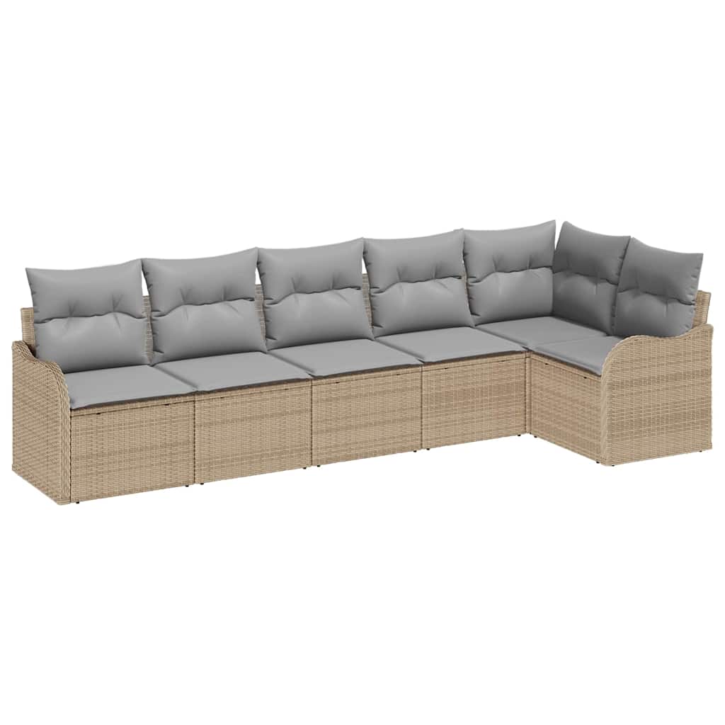 Tuin Sofa Set 6 pcs Beige poly rattan is nu te koop bij PeponiXL, paradijselijk wonen!