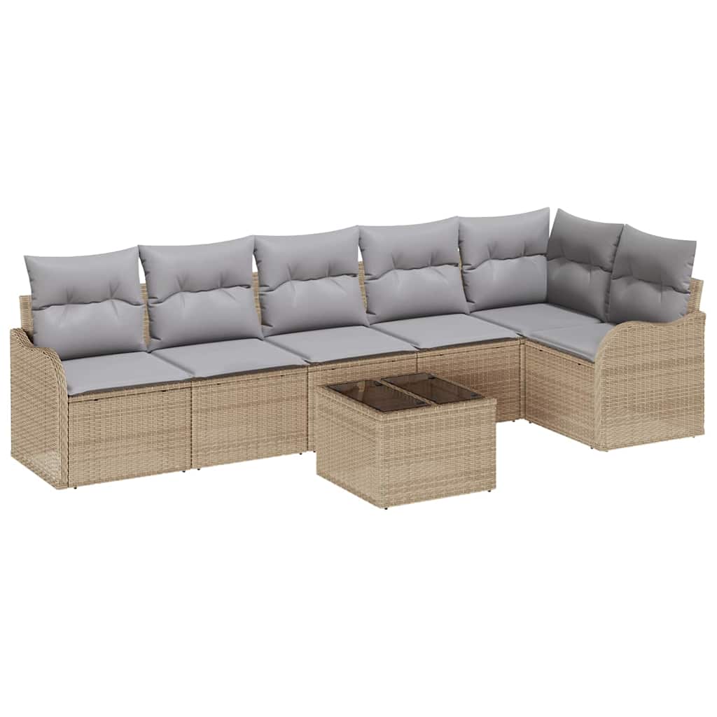 Tuin Sofa Set 7 pcs Beige poly rattan is nu te koop bij PeponiXL, paradijselijk wonen!