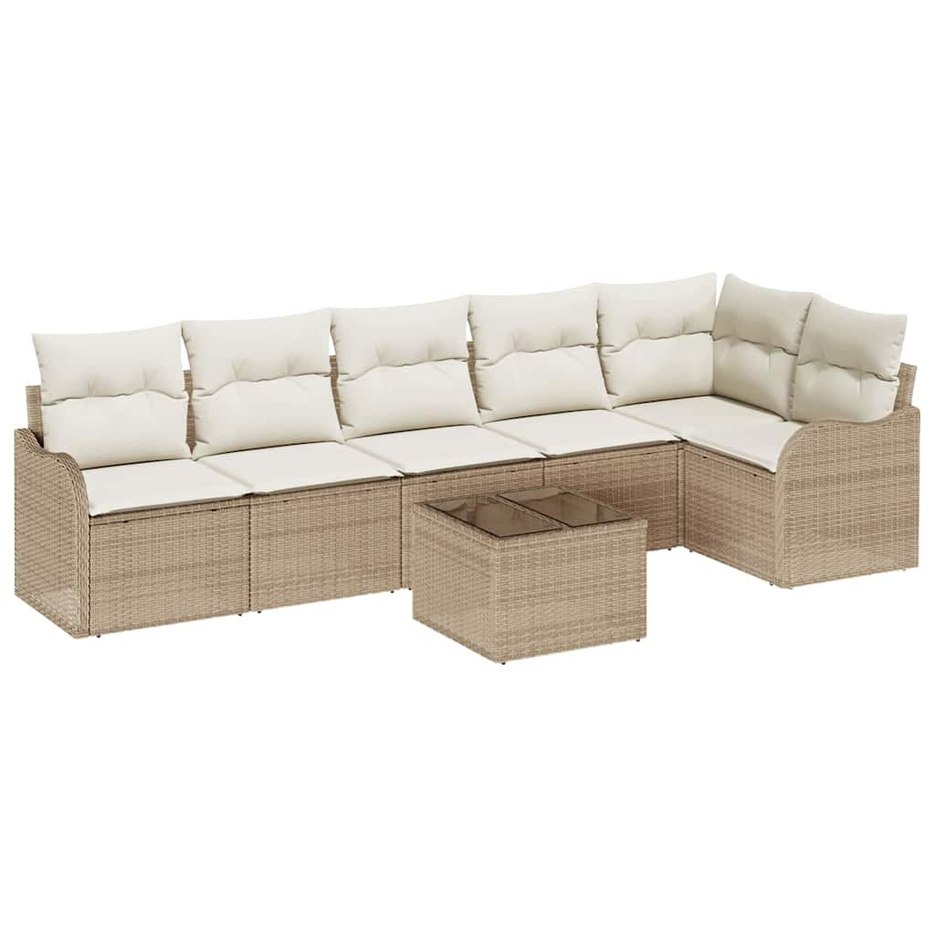 Tuin Sofa Set 7 pcs Beige poly rattan is nu te koop bij PeponiXL, paradijselijk wonen!