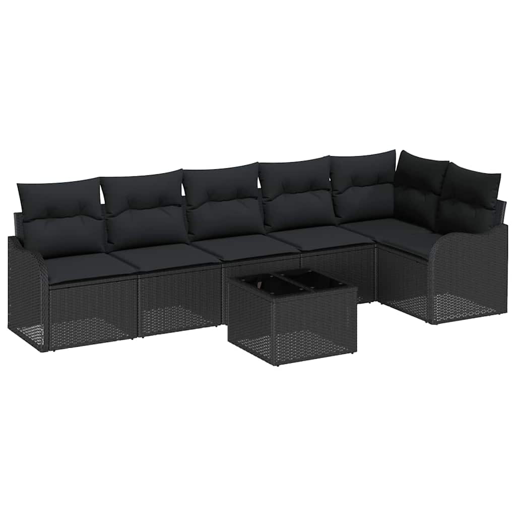 Tuin Sofa Set 7 pcs Zwart poly rattan is nu te koop bij PeponiXL, paradijselijk wonen!