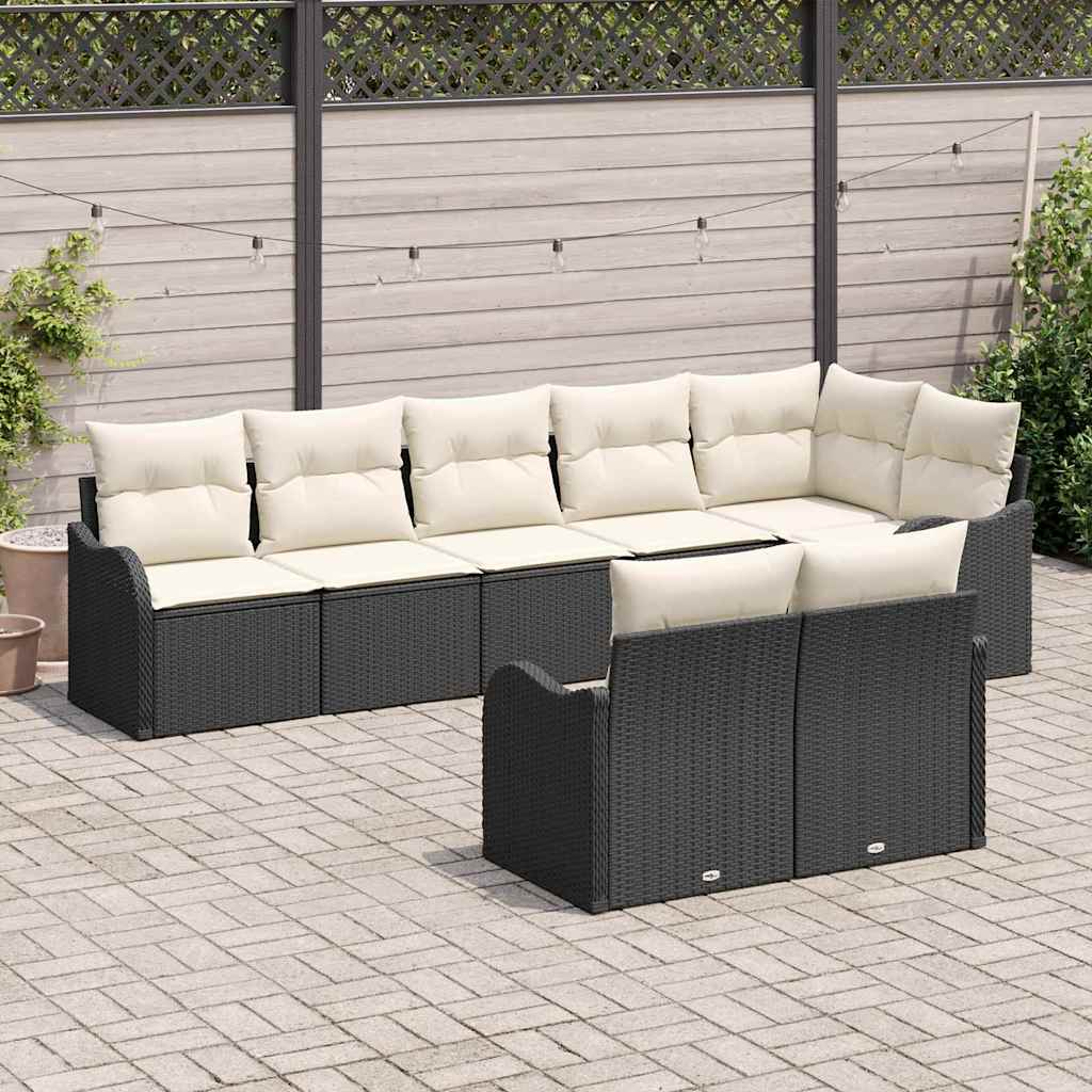 Tuin Sofa Set 8 pcs Zwart poly rattan is nu te koop bij PeponiXL, paradijselijk wonen!