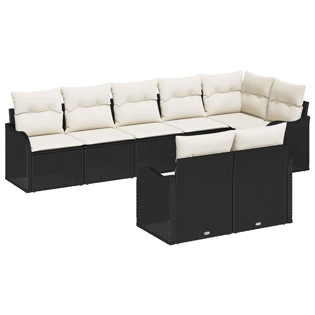 Tuin Sofa Set 8 pcs Zwart poly rattan is nu te koop bij PeponiXL, paradijselijk wonen!