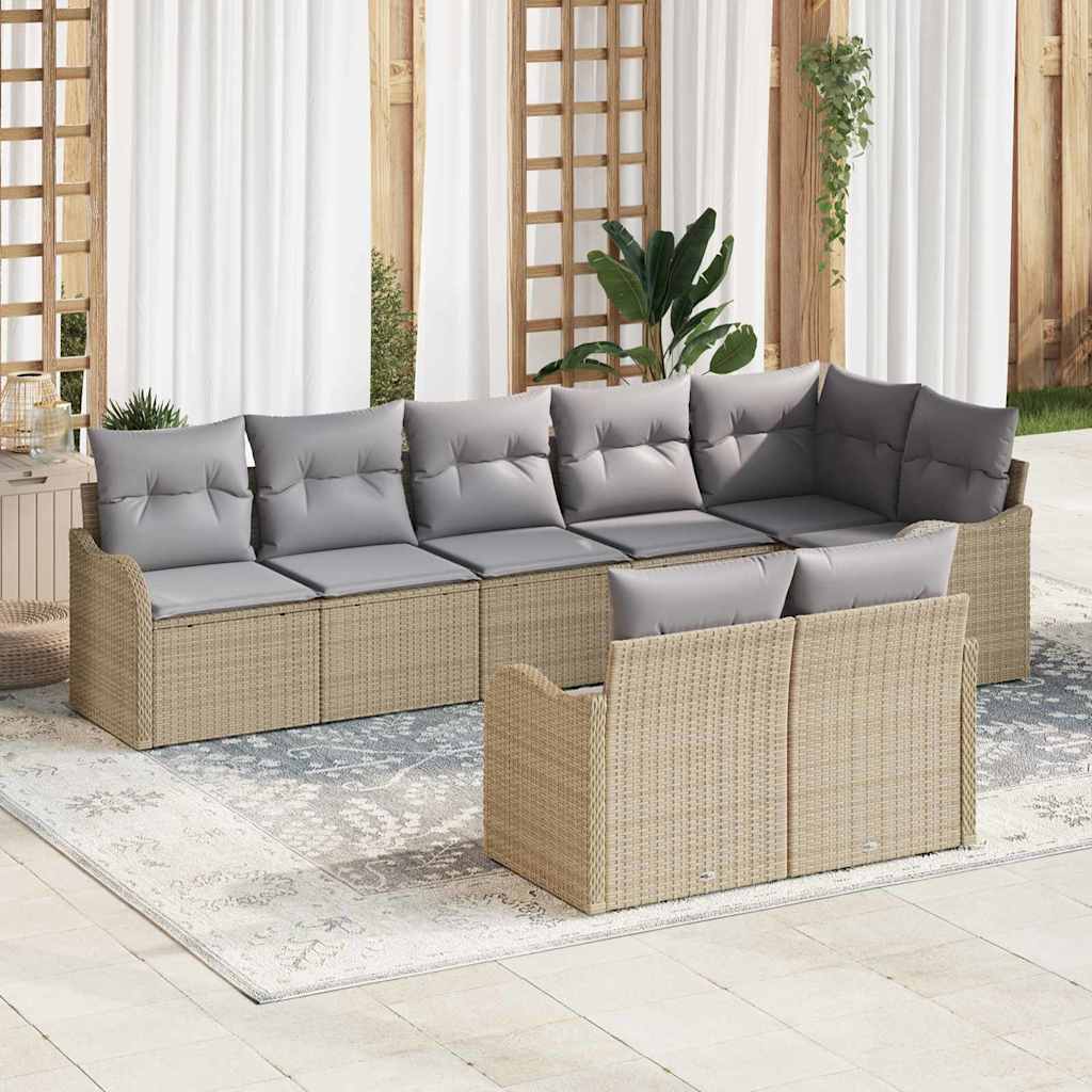 Tuin Sofa Set 8 pcs Beige poly rattan is nu te koop bij PeponiXL, paradijselijk wonen!