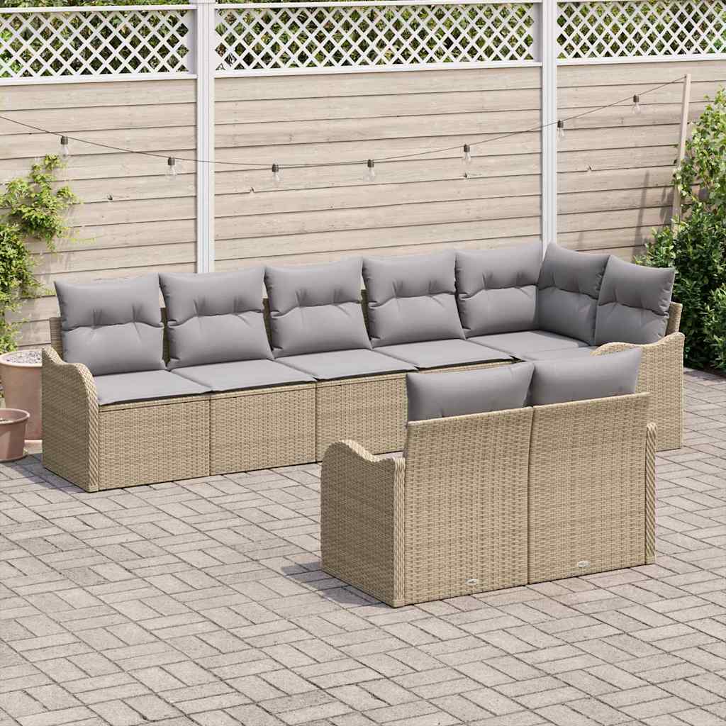 Tuin Sofa Set 8 pcs Beige poly rattan is nu te koop bij PeponiXL, paradijselijk wonen!