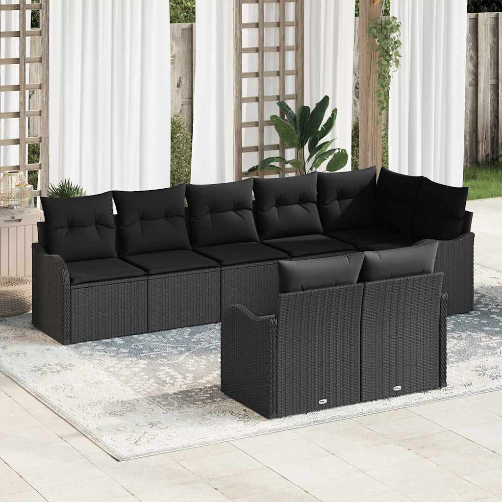 Tuin Sofa Set 8 pcs Zwart poly rattan is nu te koop bij PeponiXL, paradijselijk wonen!