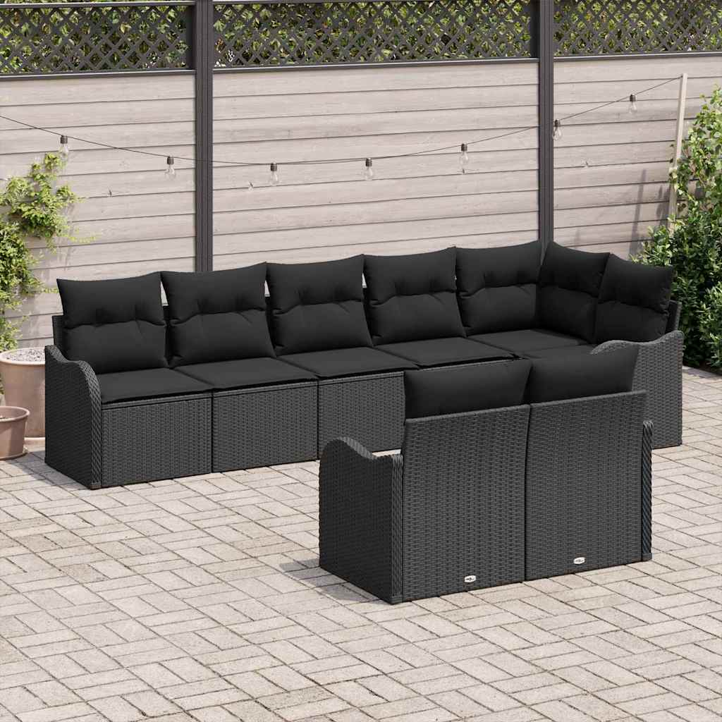 Tuin Sofa Set 8 pcs Zwart poly rattan is nu te koop bij PeponiXL, paradijselijk wonen!