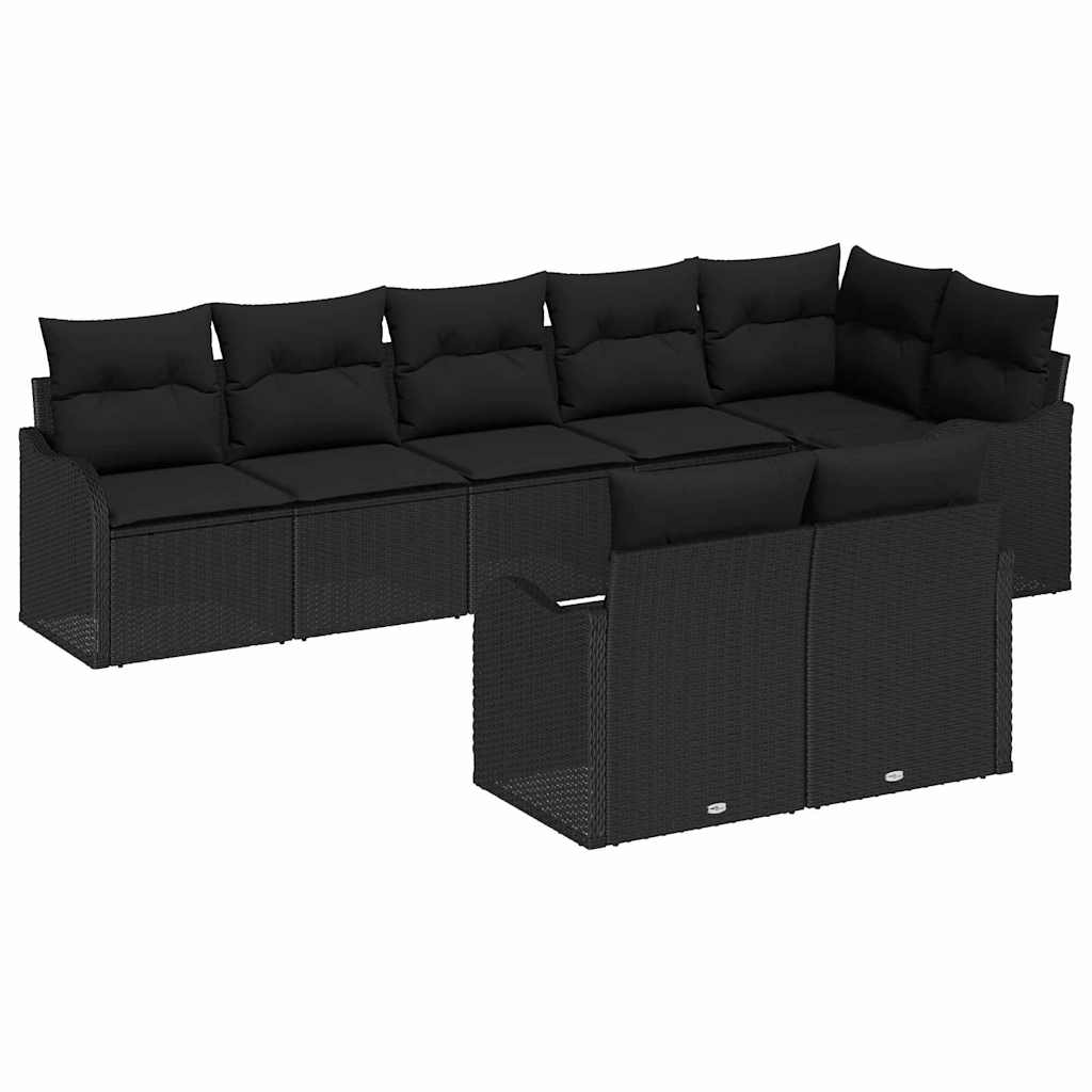 Tuin Sofa Set 8 pcs Zwart poly rattan is nu te koop bij PeponiXL, paradijselijk wonen!