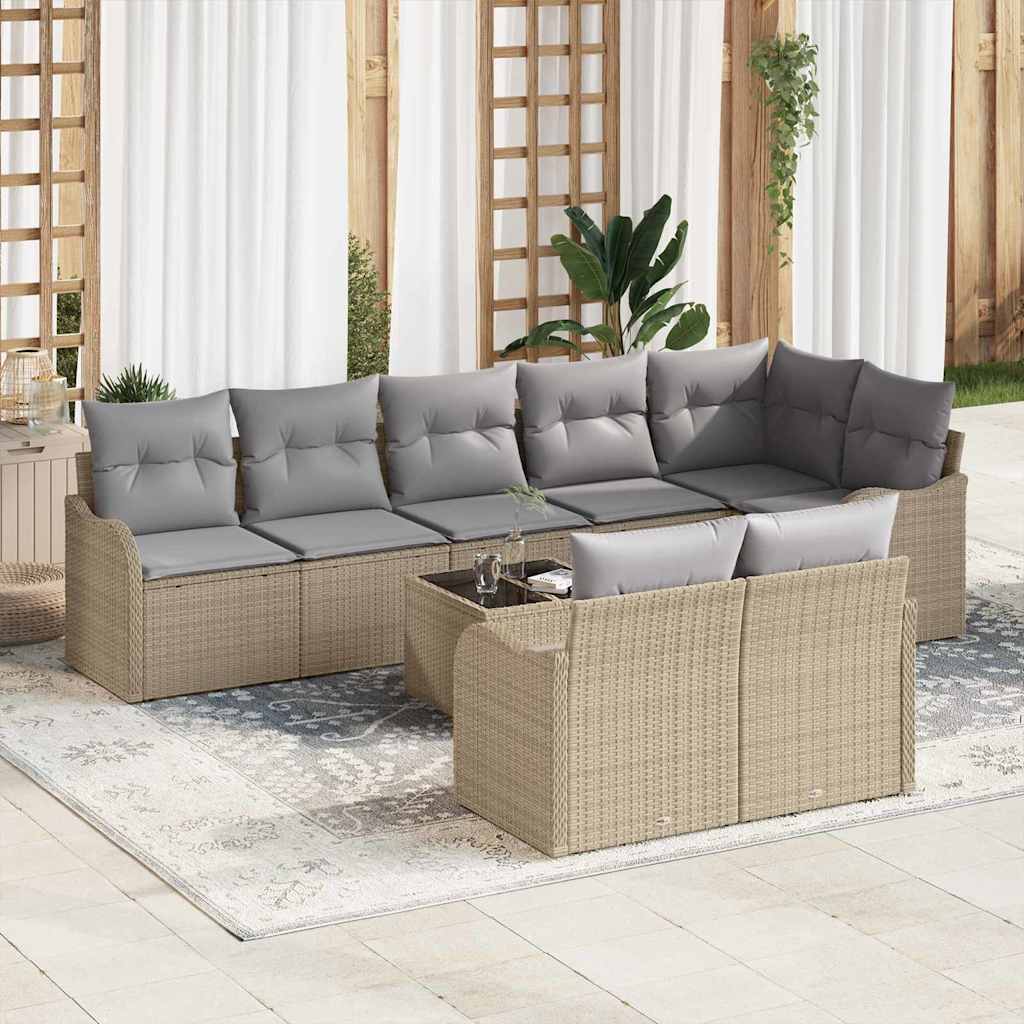 Tuin Sofa Set 9 pcs Beige poly rattan is nu te koop bij PeponiXL, paradijselijk wonen!