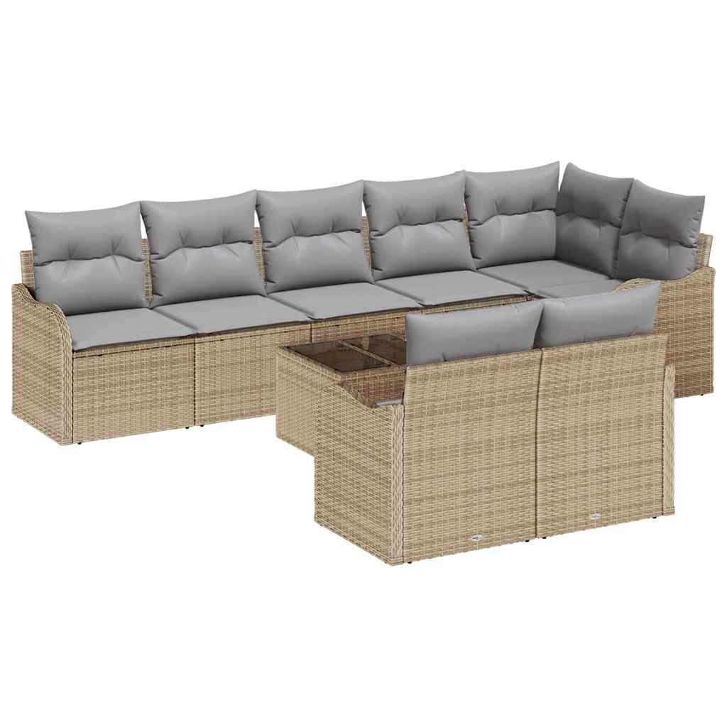 Tuin Sofa Set 9 pcs Beige poly rattan is nu te koop bij PeponiXL, paradijselijk wonen!