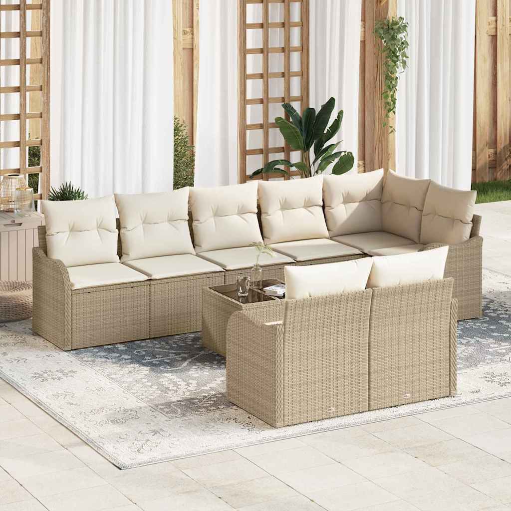 Tuin Sofa Set 9 pcs Beige poly rattan is nu te koop bij PeponiXL, paradijselijk wonen!