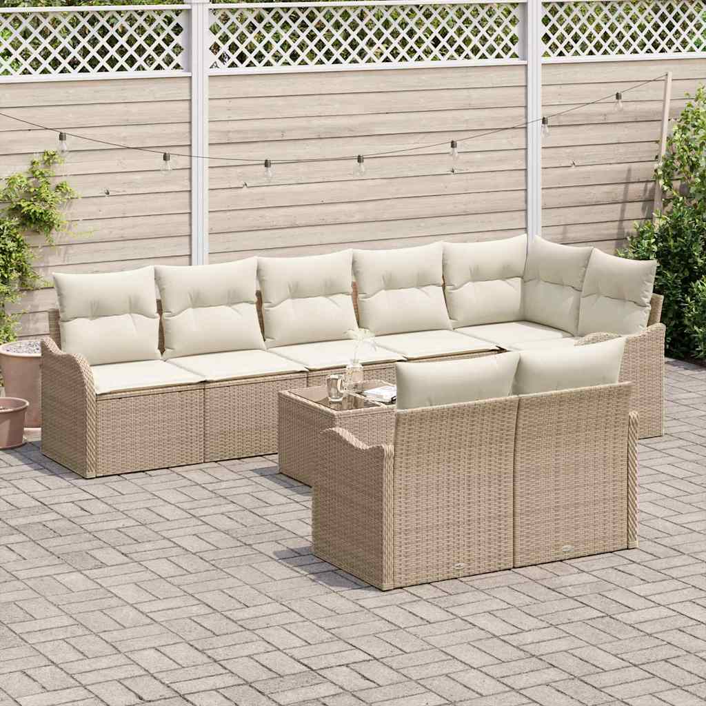 Tuin Sofa Set 9 pcs Beige poly rattan is nu te koop bij PeponiXL, paradijselijk wonen!