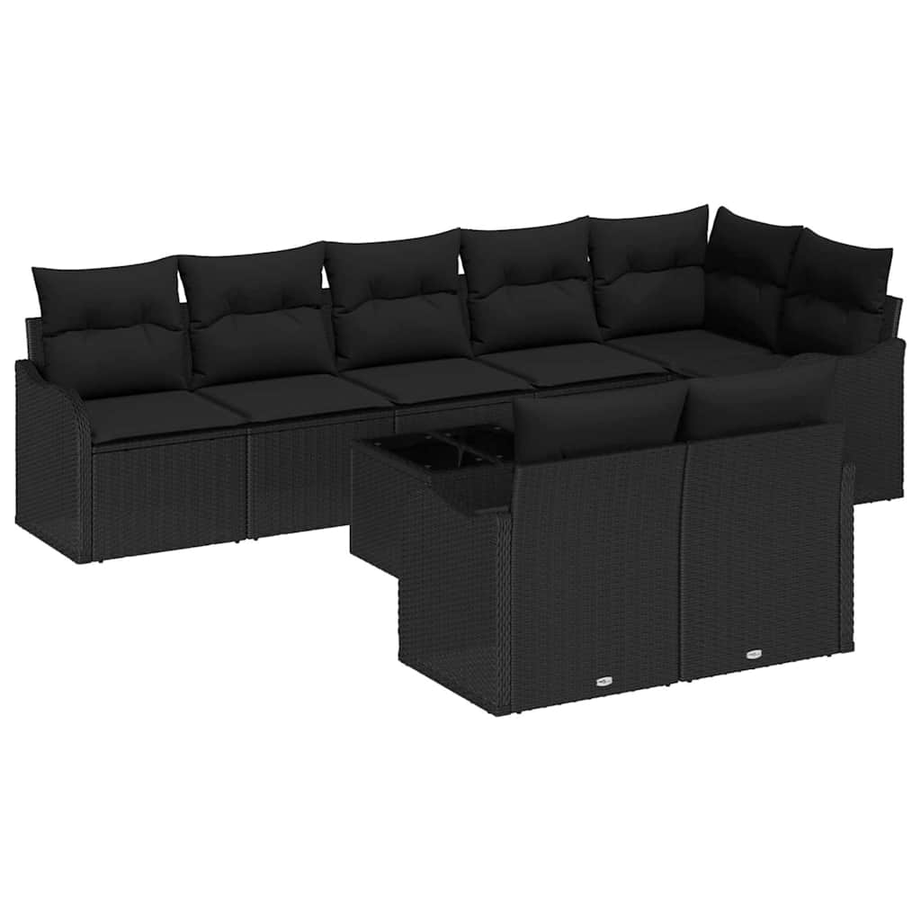 Tuin Sofa Set 9 pcs Zwart poly rattan is nu te koop bij PeponiXL, paradijselijk wonen!