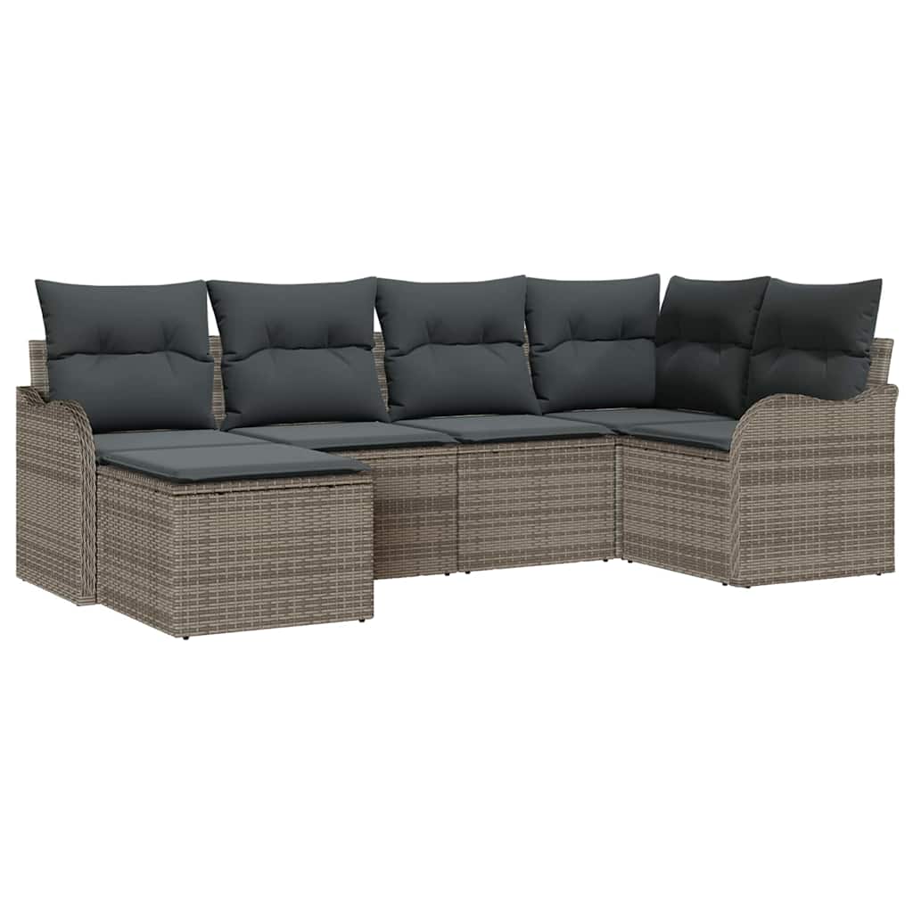 Tuin Sofa Set 6 pcs Grijs poly rattan is nu te koop bij PeponiXL, paradijselijk wonen!