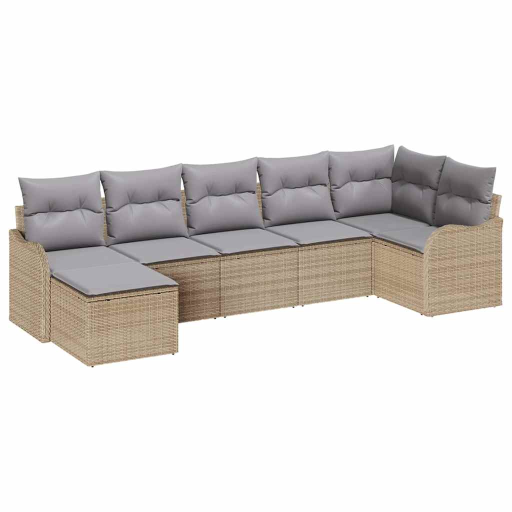 Tuin Sofa Set 7 pcs Beige poly rattan is nu te koop bij PeponiXL, paradijselijk wonen!