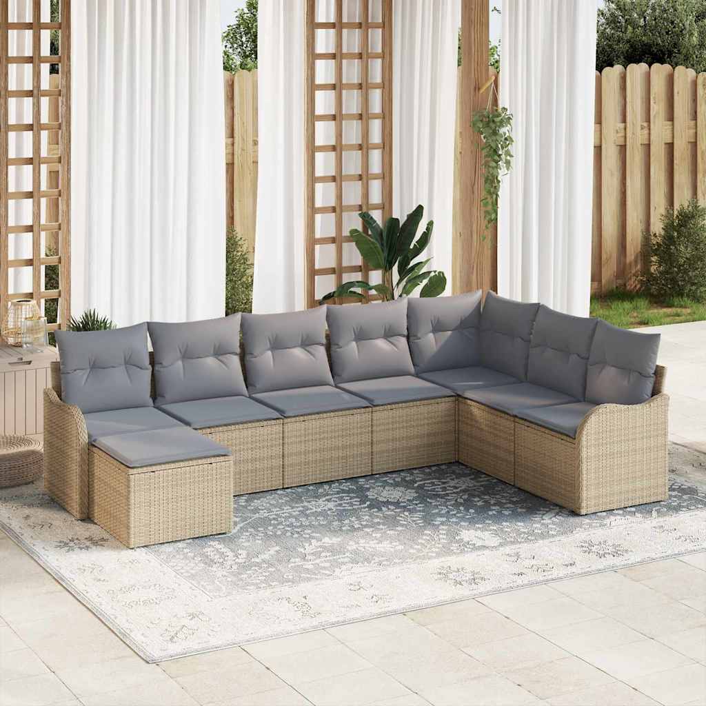 Tuin Sofa Set 8 pcs Beige poly rattan is nu te koop bij PeponiXL, paradijselijk wonen!