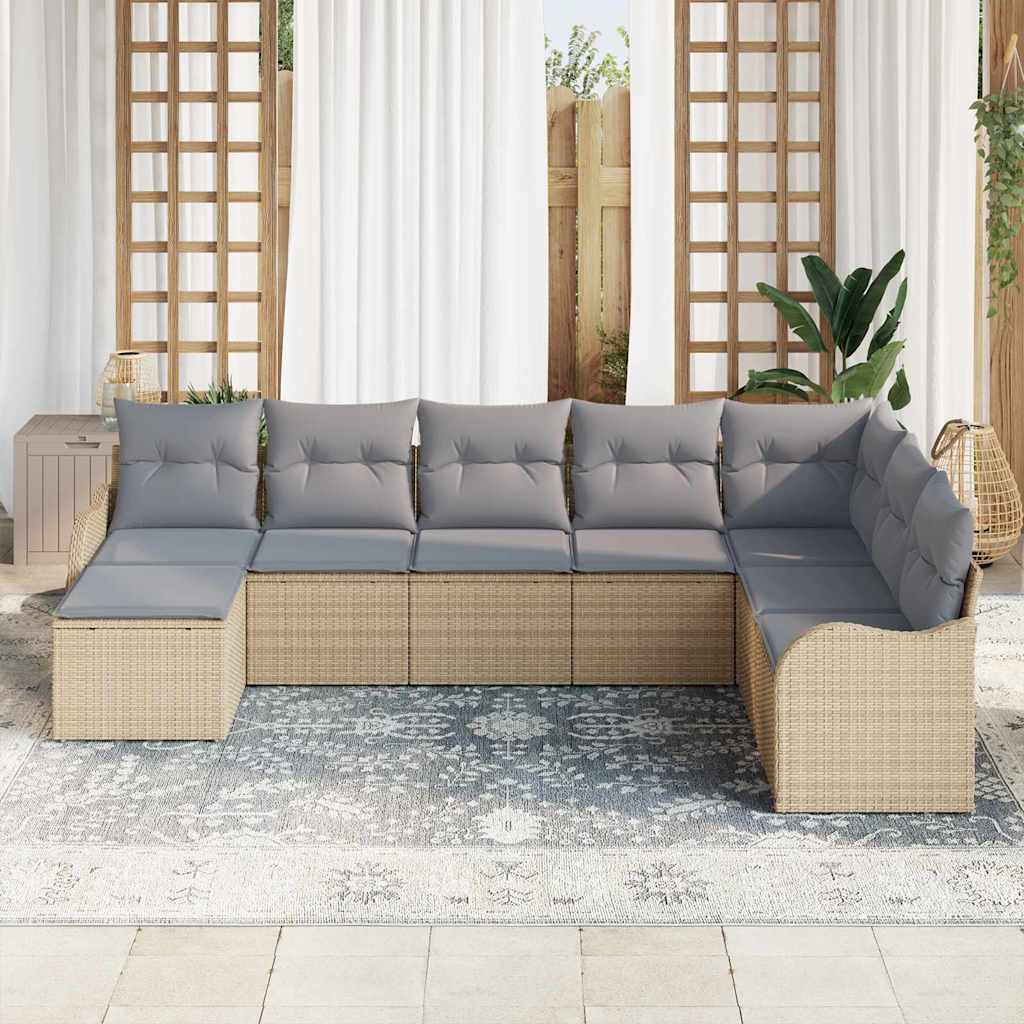 Tuin Sofa Set 8 pcs Beige poly rattan is nu te koop bij PeponiXL, paradijselijk wonen!