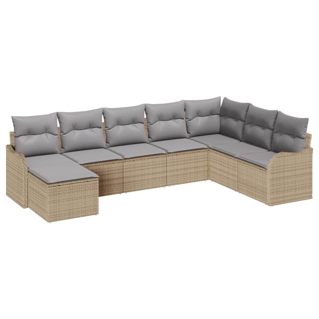 Tuin Sofa Set 8 pcs Beige poly rattan is nu te koop bij PeponiXL, paradijselijk wonen!