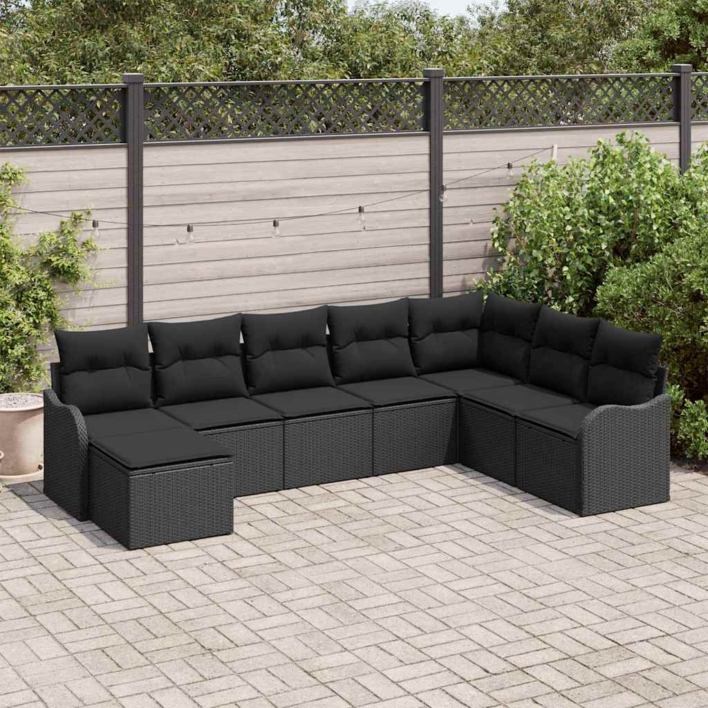 Tuin Sofa Set 8 pcs Zwart poly rattan is nu te koop bij PeponiXL, paradijselijk wonen!