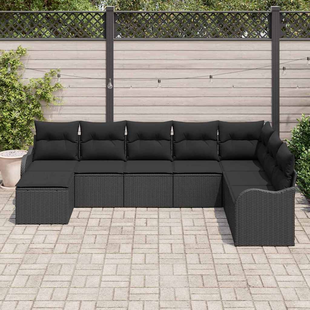 Tuin Sofa Set 8 pcs Zwart poly rattan is nu te koop bij PeponiXL, paradijselijk wonen!