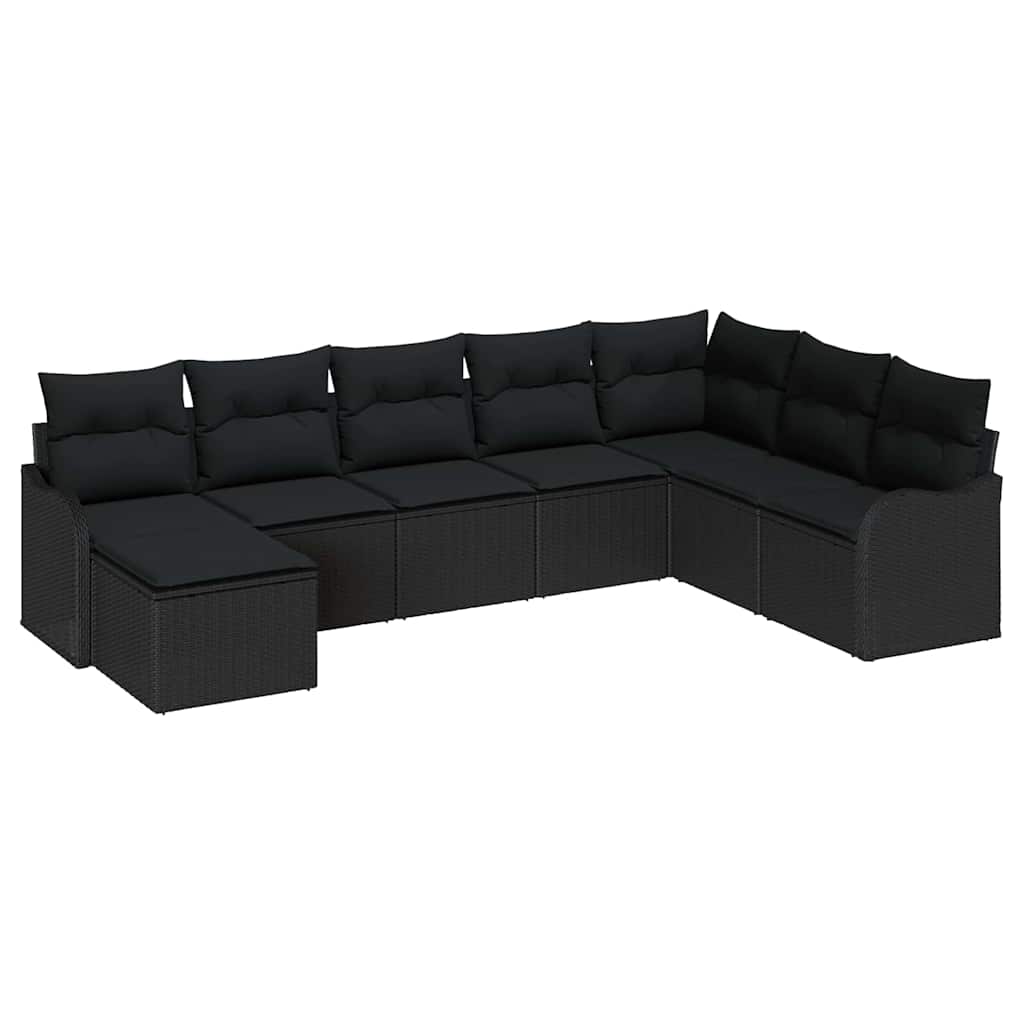 Tuin Sofa Set 8 pcs Zwart poly rattan is nu te koop bij PeponiXL, paradijselijk wonen!