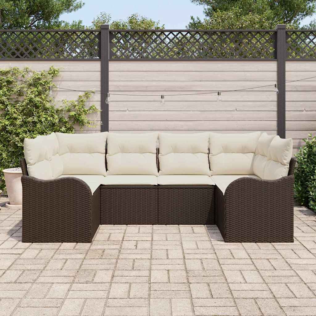 Tuin Sofa Set met kussen 6 pcs Bruin Poly riet is nu te koop bij PeponiXL, paradijselijk wonen!