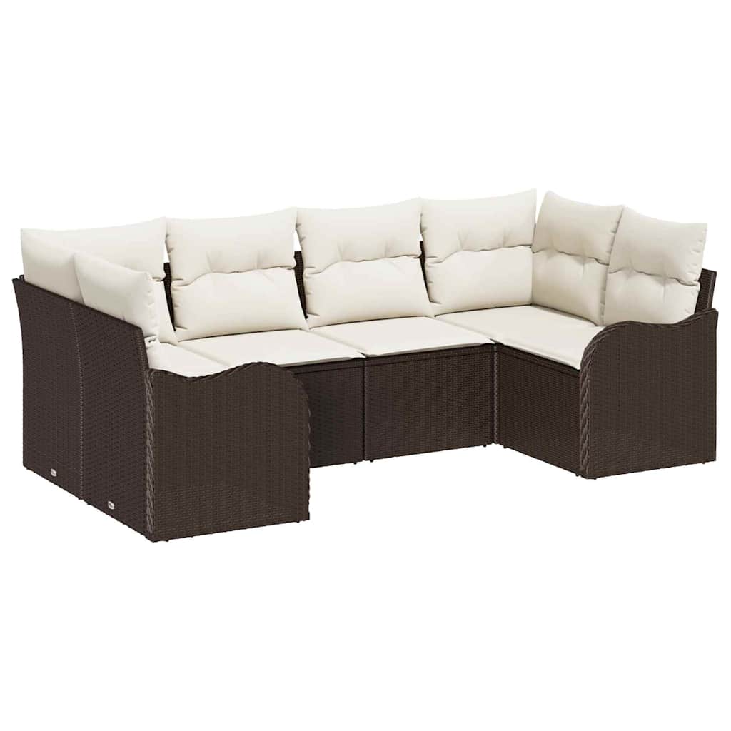 Tuin Sofa Set met kussen 6 pcs Bruin Poly riet is nu te koop bij PeponiXL, paradijselijk wonen!